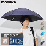 monaka / 5段 コンパクト日傘 晴雨兼用 遮光率100% UVカット100% UPF50+ UVカット 折りたたみ傘 日傘 メンズ レディース 軽量 男女兼用 コンパクトサイズ 55