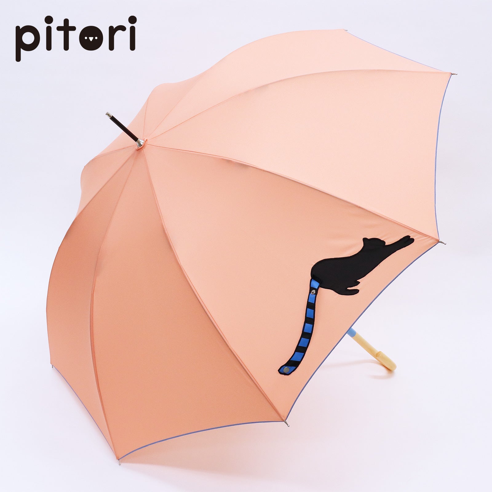 pitori「猫いっしょに連れテール」/ レディース傘 雨傘 長傘 耐風 