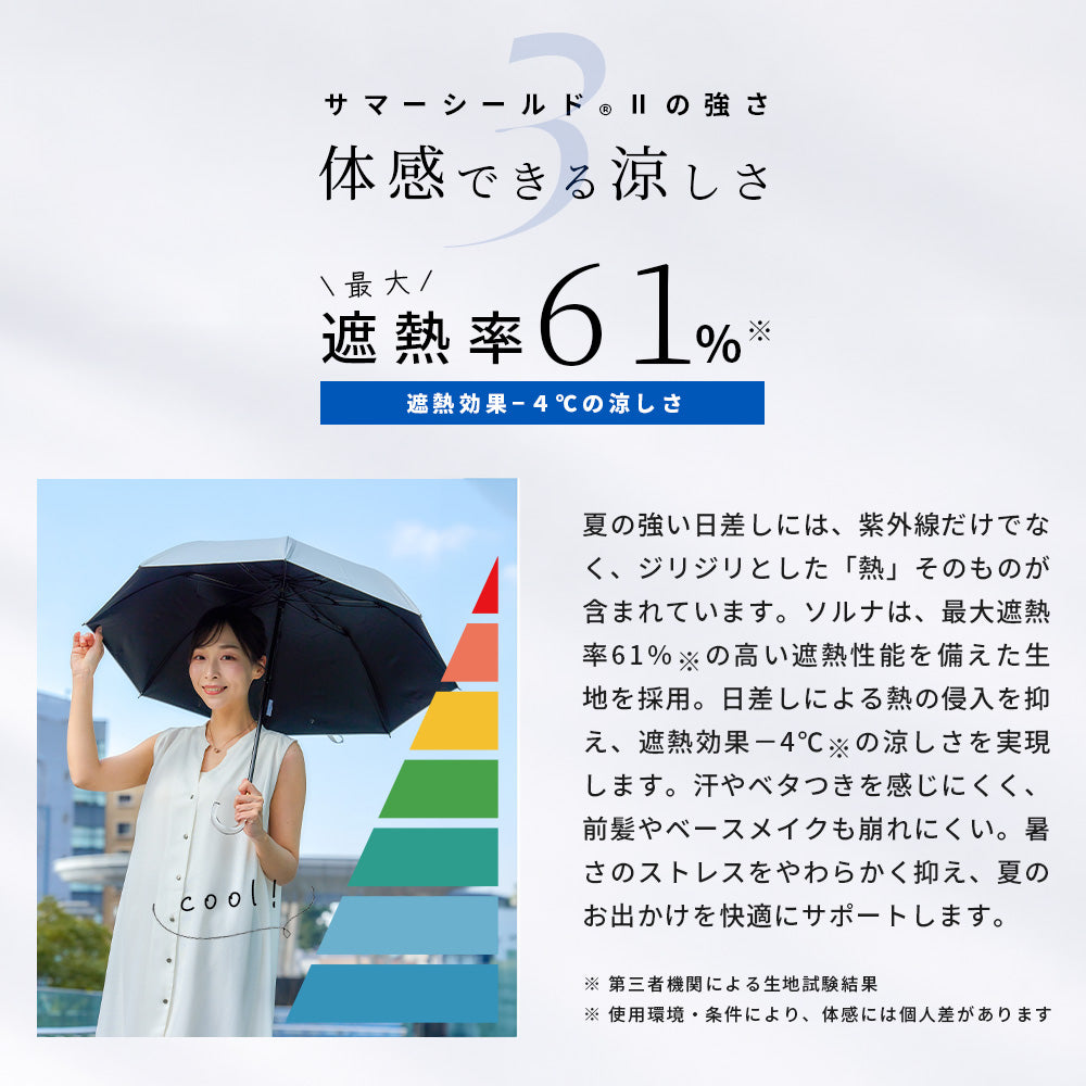 東レ サマーシールドⓇⅡ/ 晴雨兼用 日傘 無地 2wayタイプ 3段折
