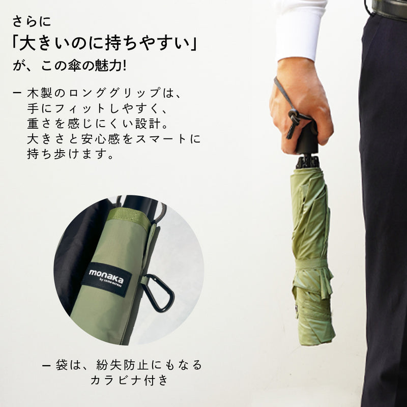 monaka / 大きい雨傘 折りたたみ傘  メンズ 男女兼用　直径124cm　親骨70cm