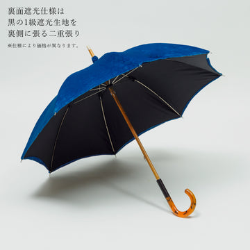 遠州縞紬と藍型染の日傘 区切ら