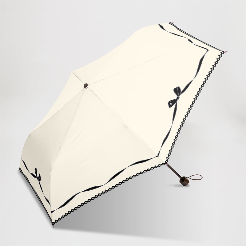 JUVIA / 雨傘 折りたたみ傘 耐風傘 コンパクト 55cm リボンプリント