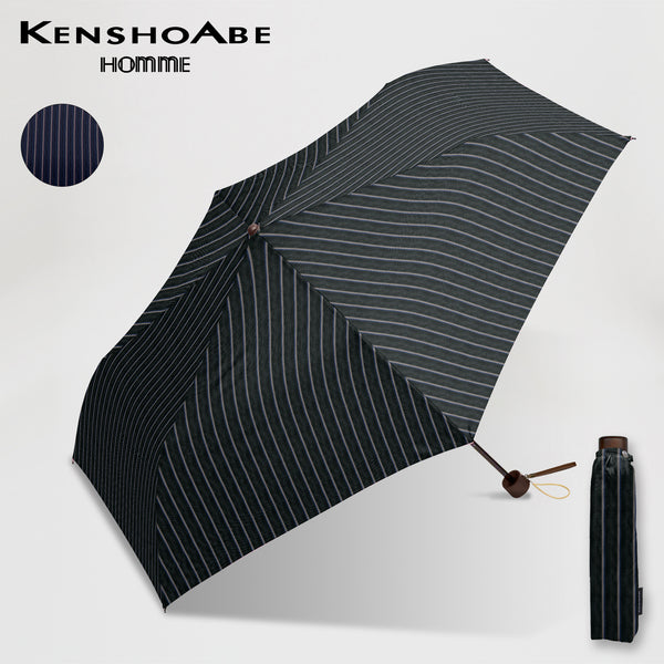 KENSHO ABE HOMME / 折りたたみ傘 60cm コンパクト ツイル 先染め ストライプ