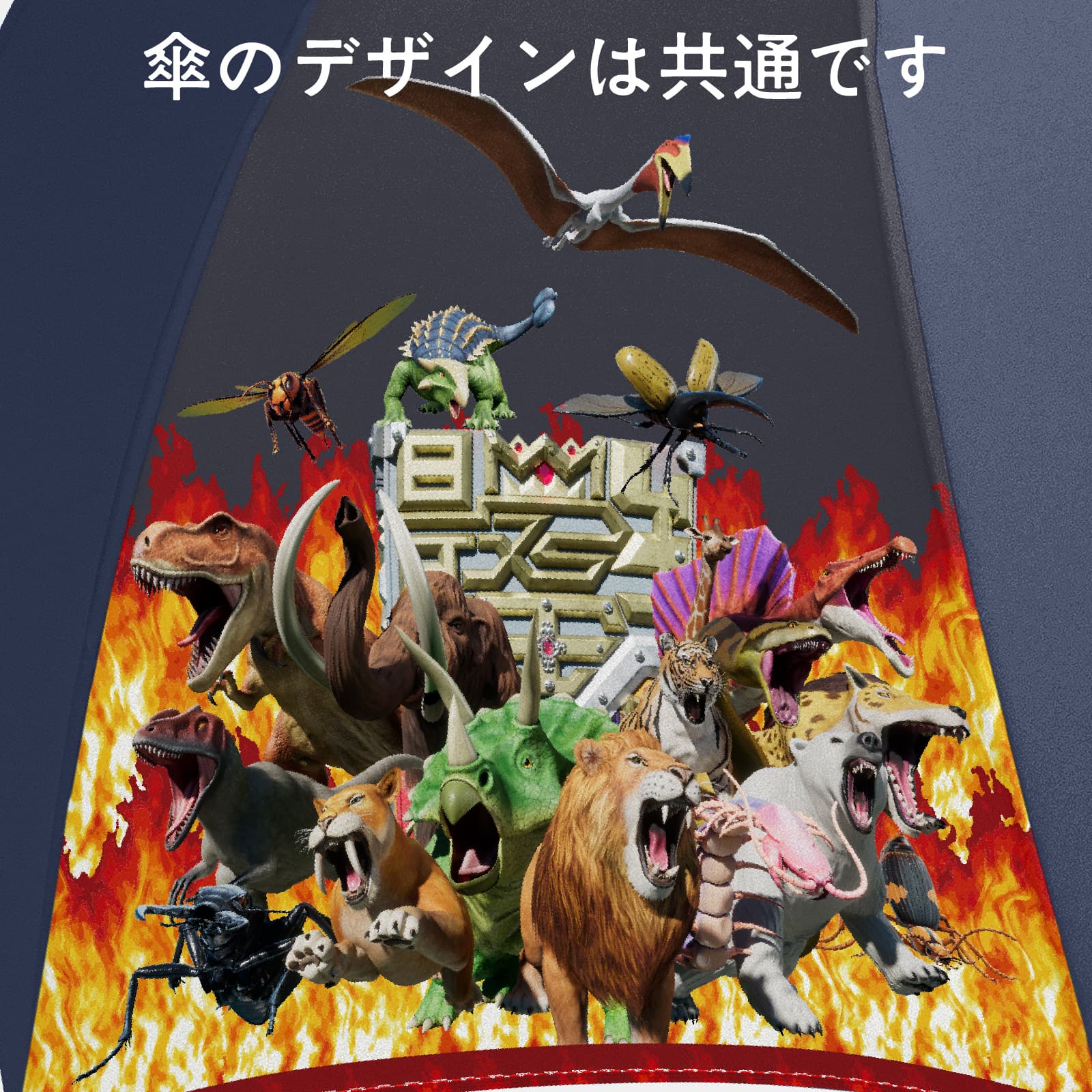 最強王図鑑 学研LIVE / 子供用傘 ジャンプ式 55cm 雨傘 長傘 グラス