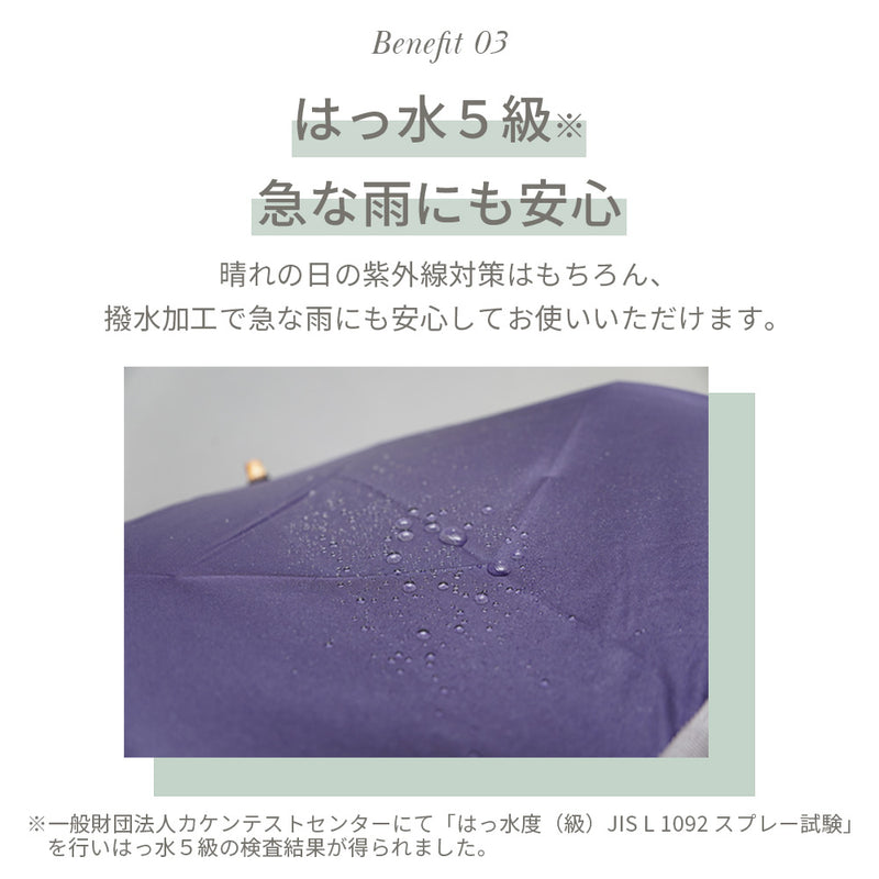 Lueur / 日傘 折りたたみ傘 3段 遮光率100% UVカット99.9% 晴雨兼用 レディース傘 ミニ 大きめサイズ