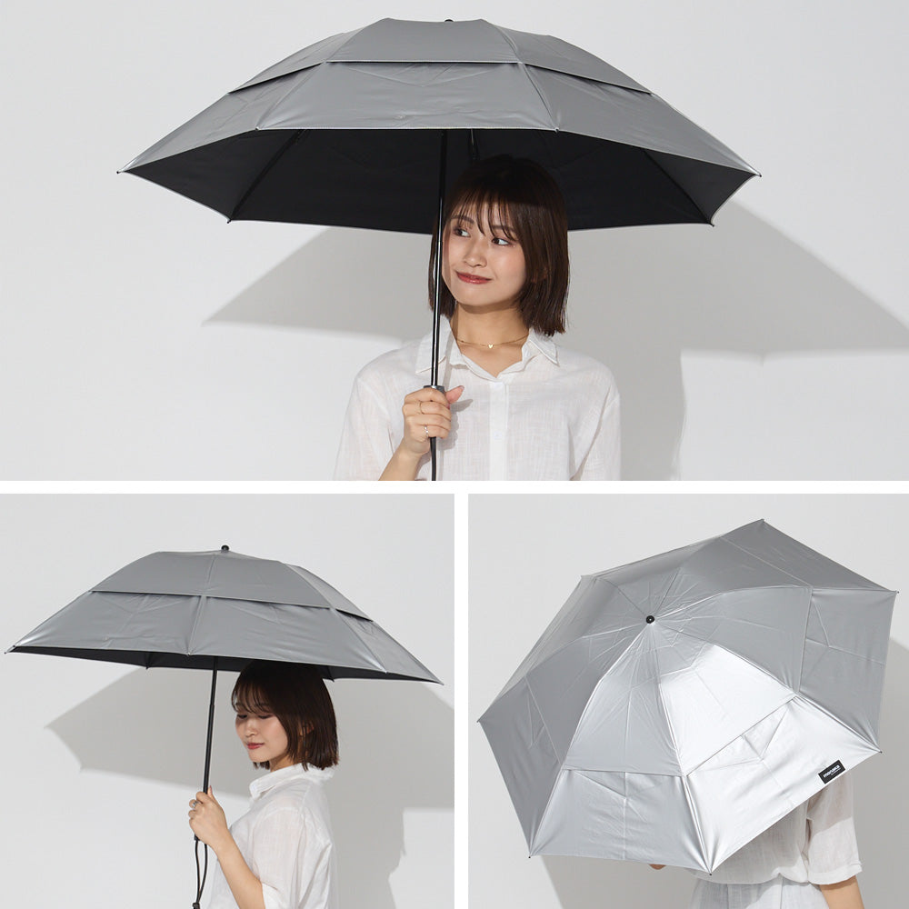 monaka / 風の抜ける傘 晴雨兼用 折りたたみ傘 日傘 男女兼用 シルバー