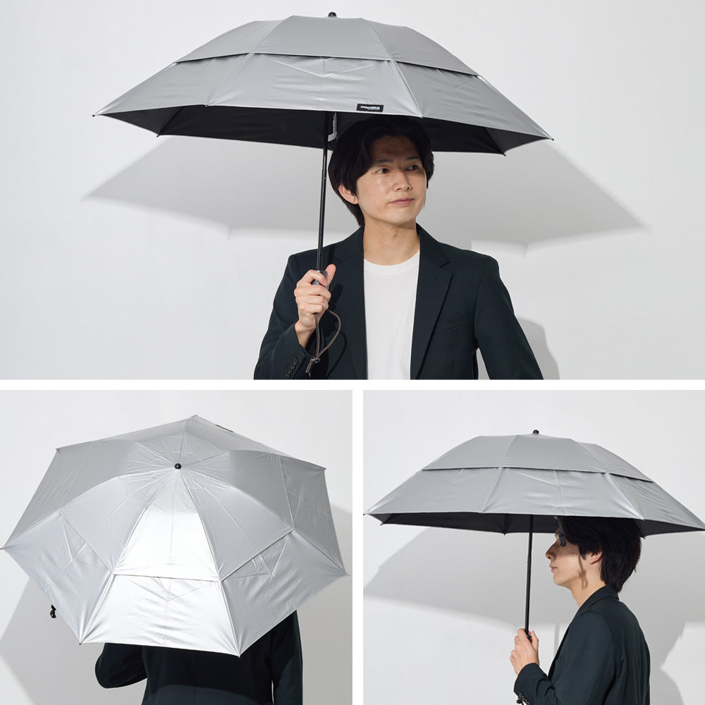 monaka / 風の抜ける傘 晴雨兼用 折りたたみ傘 日傘 男女兼用 シルバー