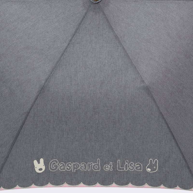 リサとガスパール / 日傘 1級遮光 UVカット 晴雨兼用 折たたみ傘 トップレス スカラ刺繍