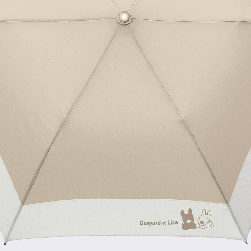 リサとガスパール / 日傘 1級遮光 UVカット 晴雨兼用 折たたみ傘 トップレス ロゴ刺繍