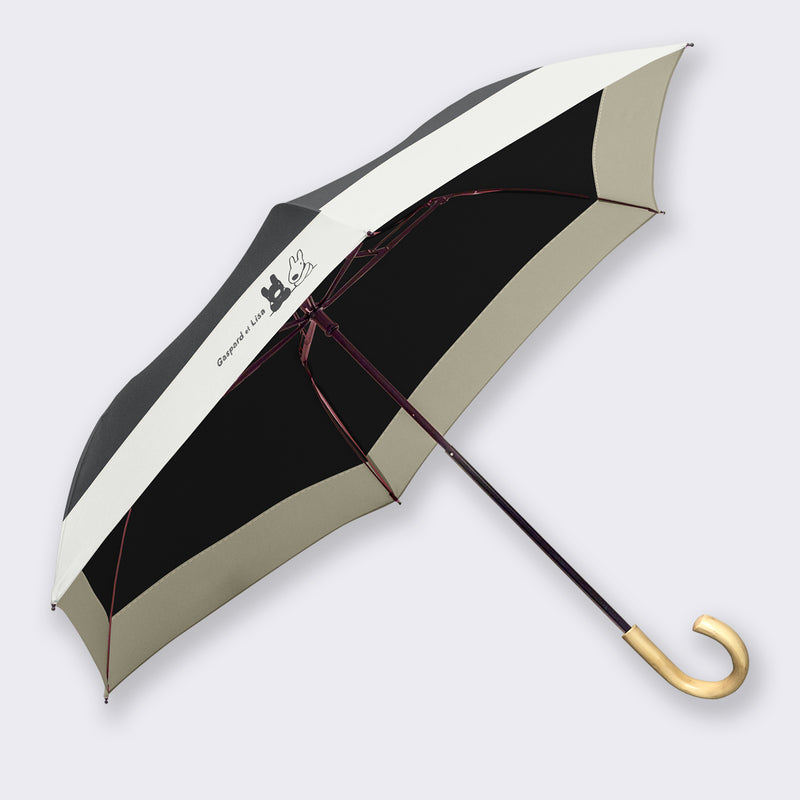 リサとガスパール / 日傘 1級遮光 UVカット 晴雨兼用 折たたみ傘 トップレス ロゴ刺繍