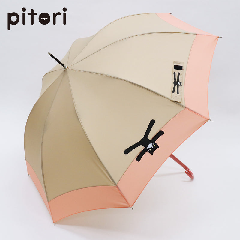 pitori「Zooっといっしょ 猫×肉球ピンク」/ レディース傘 雨傘 長傘 耐風 グラスファイバー